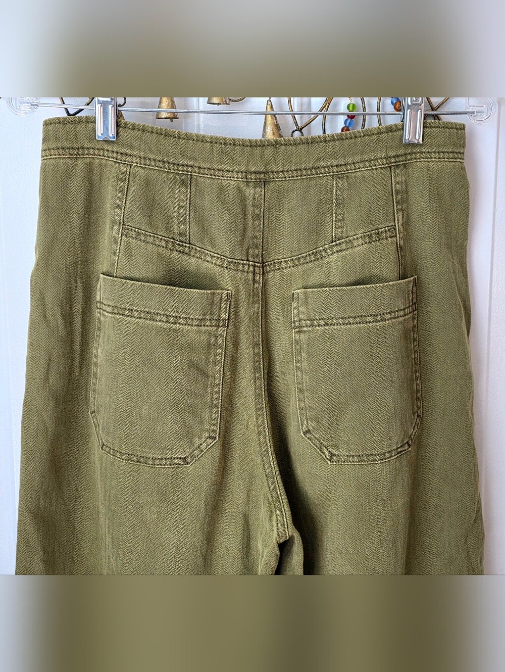 Free People X Revolve Clean Mod Cropped Wide-Leg Utility Pants Womens 8 Olive Co - Picture 4 of 14